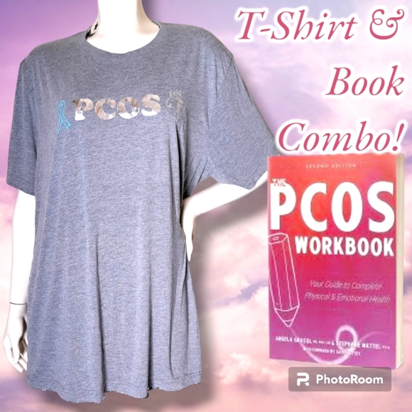 PCOS Awareness Gray Plus Size TShirt CANVAS Top Sz 2X & Workbook Guide 2nd Edtn - Picture 1 of 7